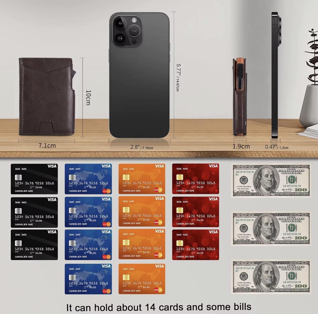 Wallet for men Smart Pop Up RFIDBlocking Slim MetalCard Holder withID Window