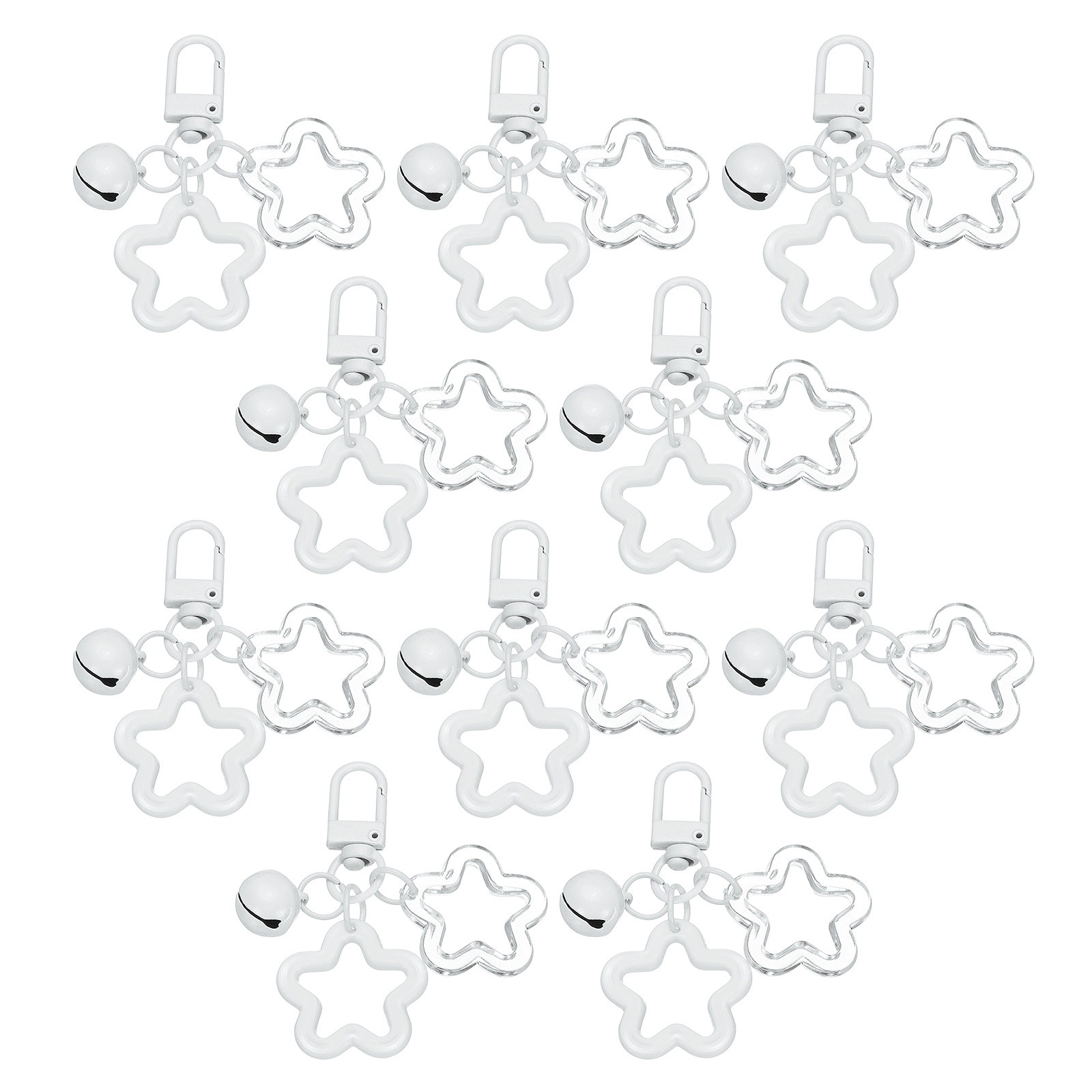 10Pcs, Star Keychain Keychain Charms White