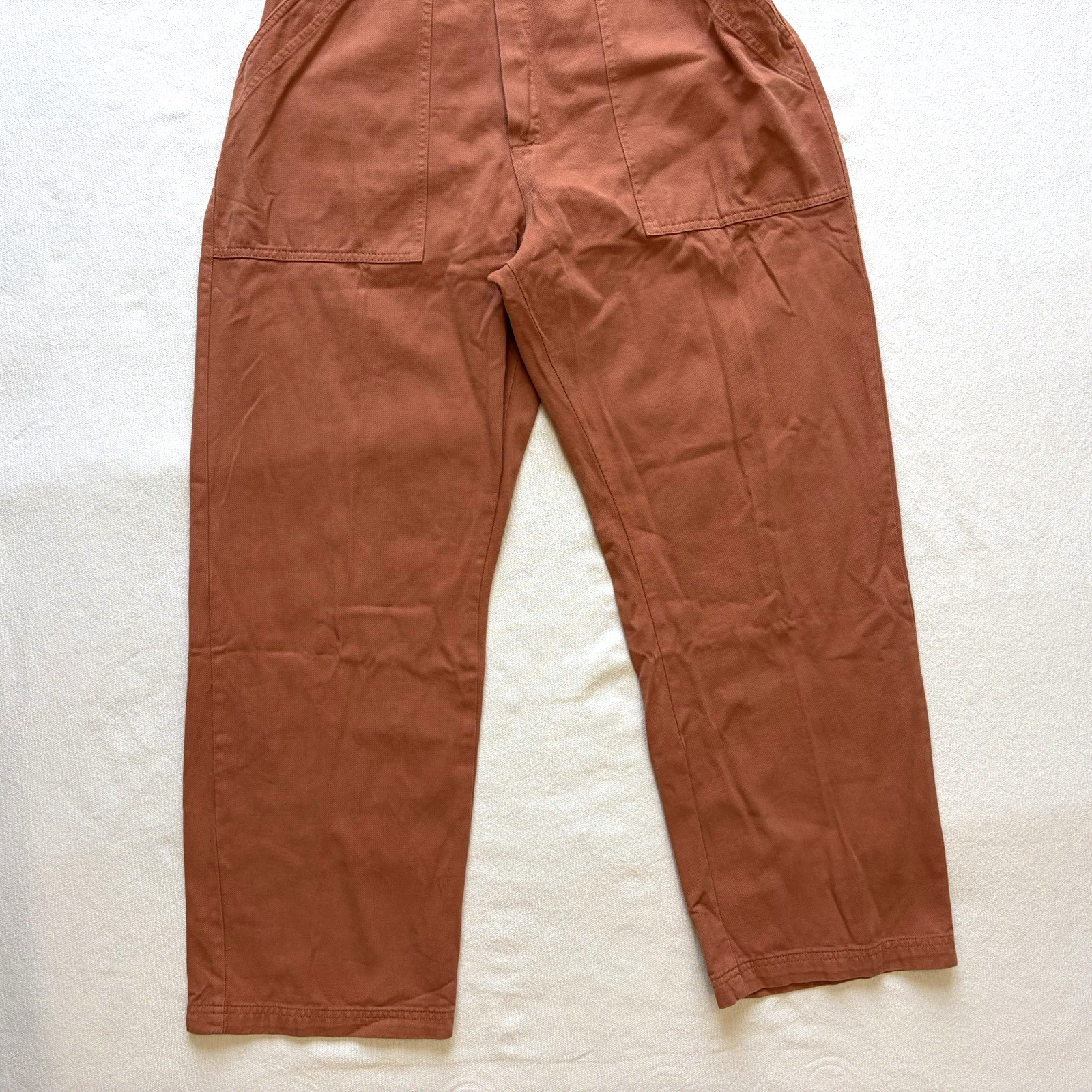 Big Bud Press Orange Rust Short Sleeve Jumpsuit M Pockets Elastic Waist Cotton