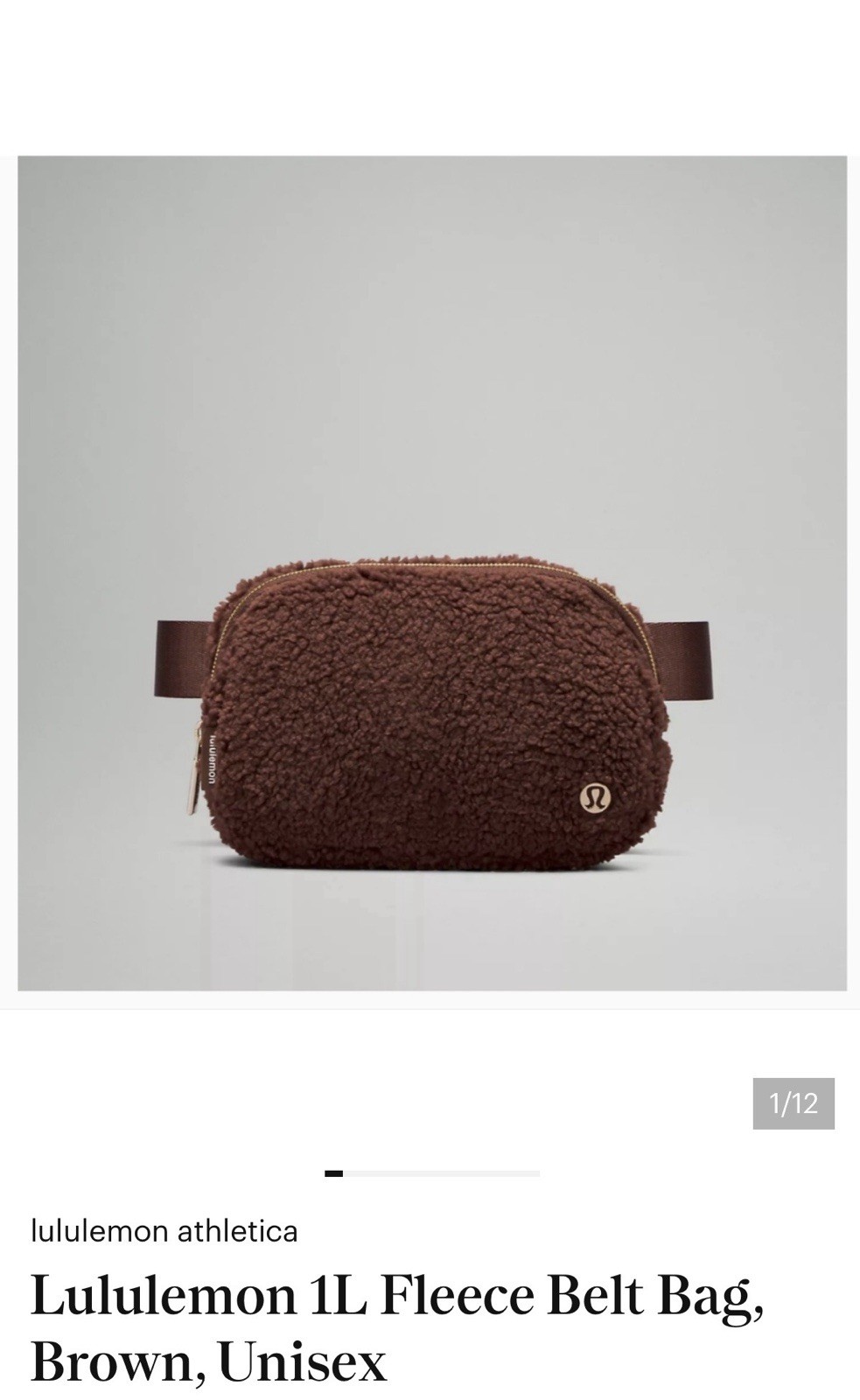 NWOT Lululemon Everywhere Belt Bag 1L Brown Sherpa Fleece Gold Hardware Auth