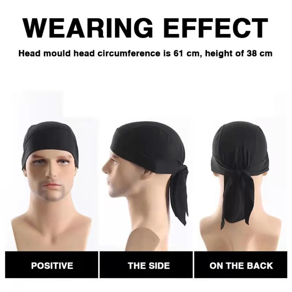 Motorcycle Wrap Biker Du Do Black Bandana Paisley Doo Rag Head Skull Cap Durag