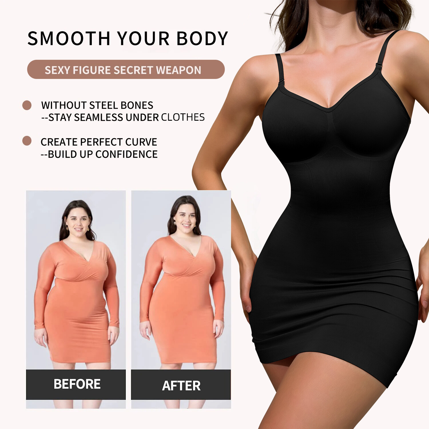 Women Shapewear Bodysuits Belly Control Seamless Slimming Full Slip Body Shaper