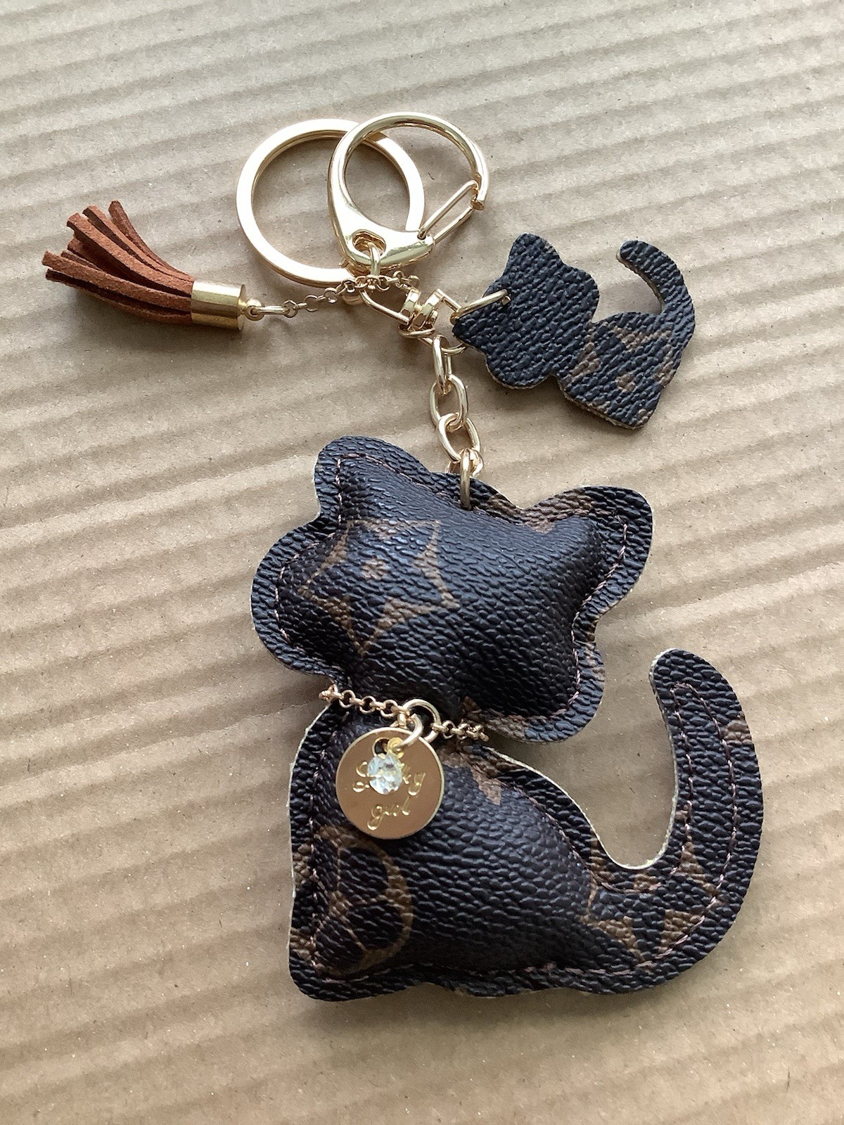 Cute Cat Car KeyChain Pendant Charm for Handbag backpack