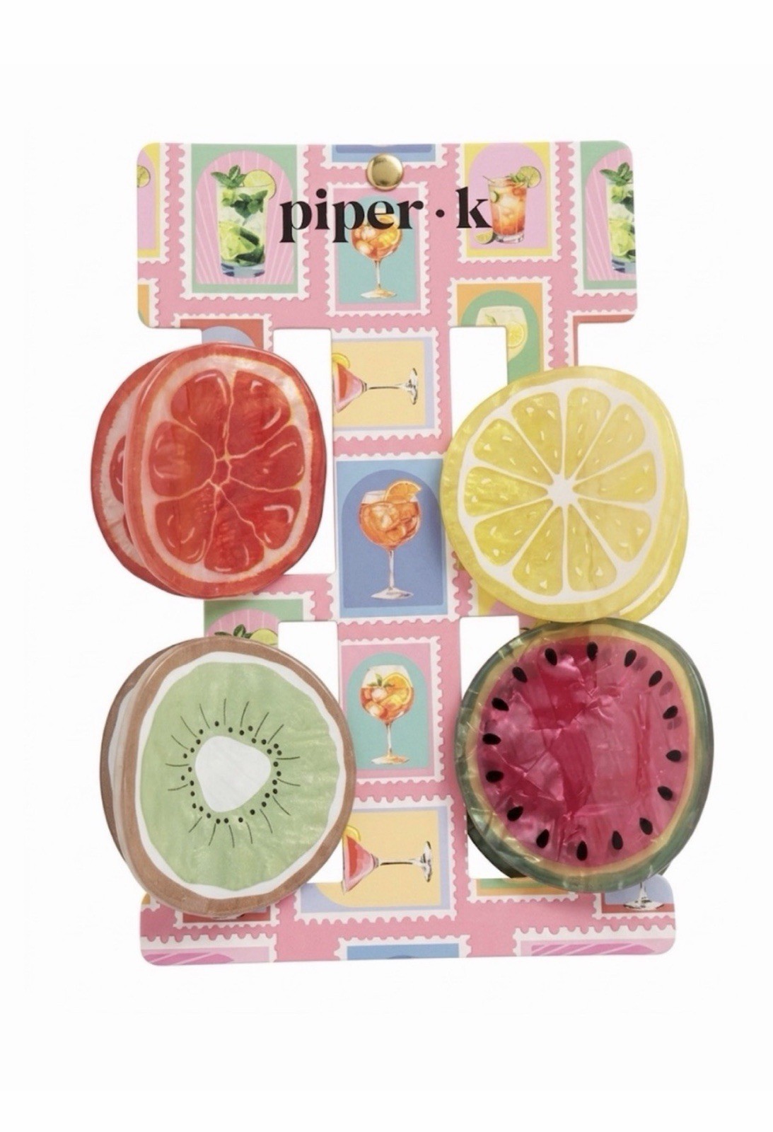 NWT 🍉🍋🥝🍊 Piper K Fruit Themed Hair Claw Clips Set of 4