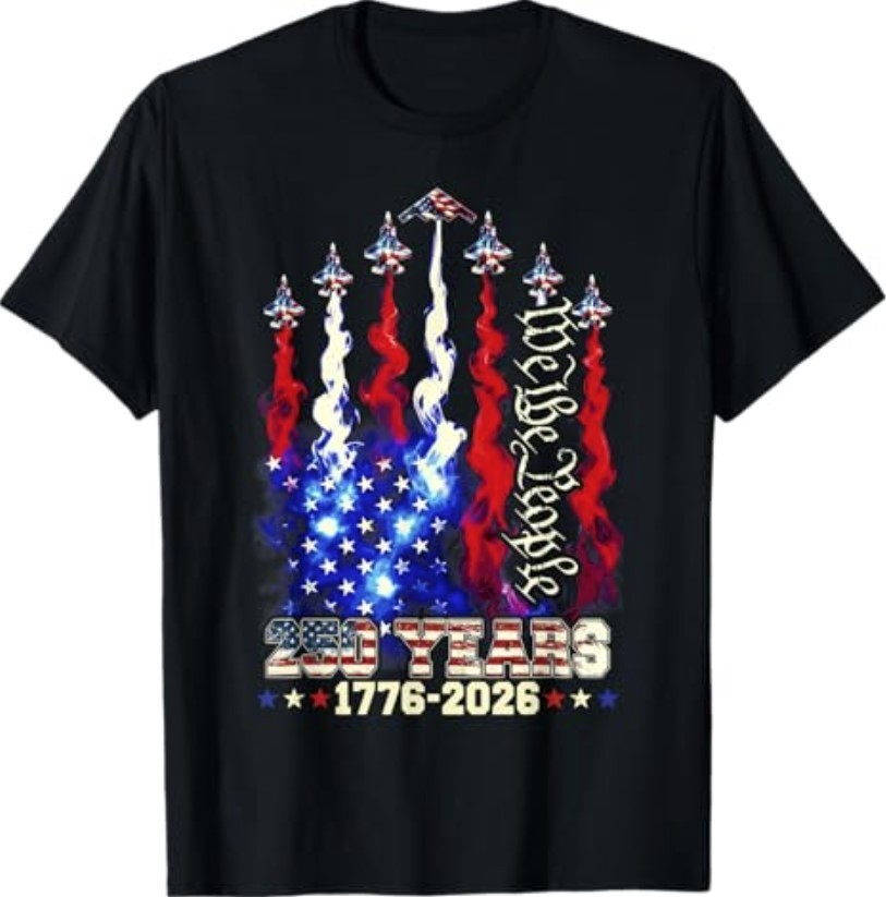 250 Years Anniversary USA Fighter Jet 4th of July Patriotic T-Shirt