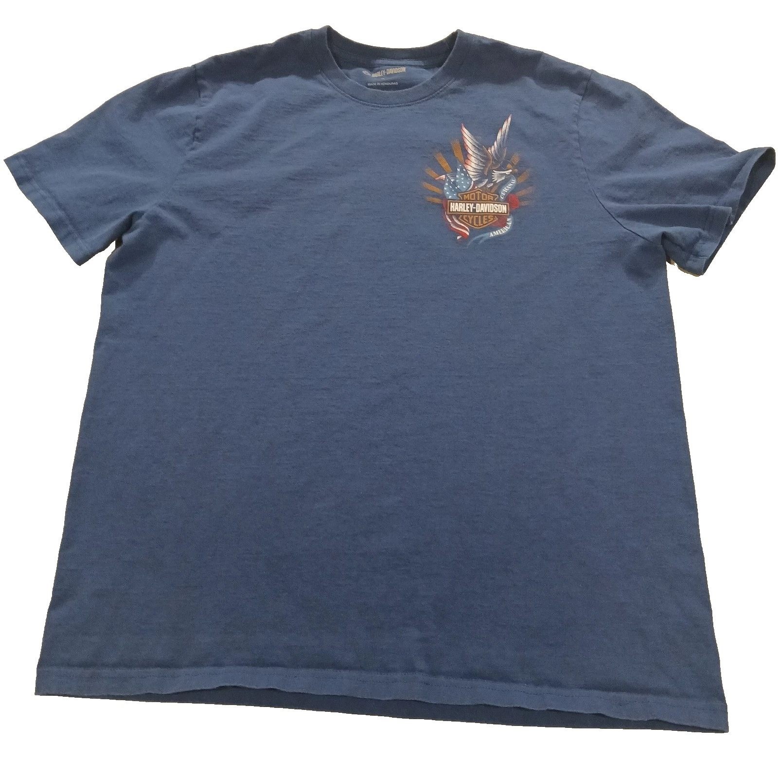 Harley Davidson Orlando Florida T-Shirt Mens XL Blue Eagle Biker Graphic Tee Y2K