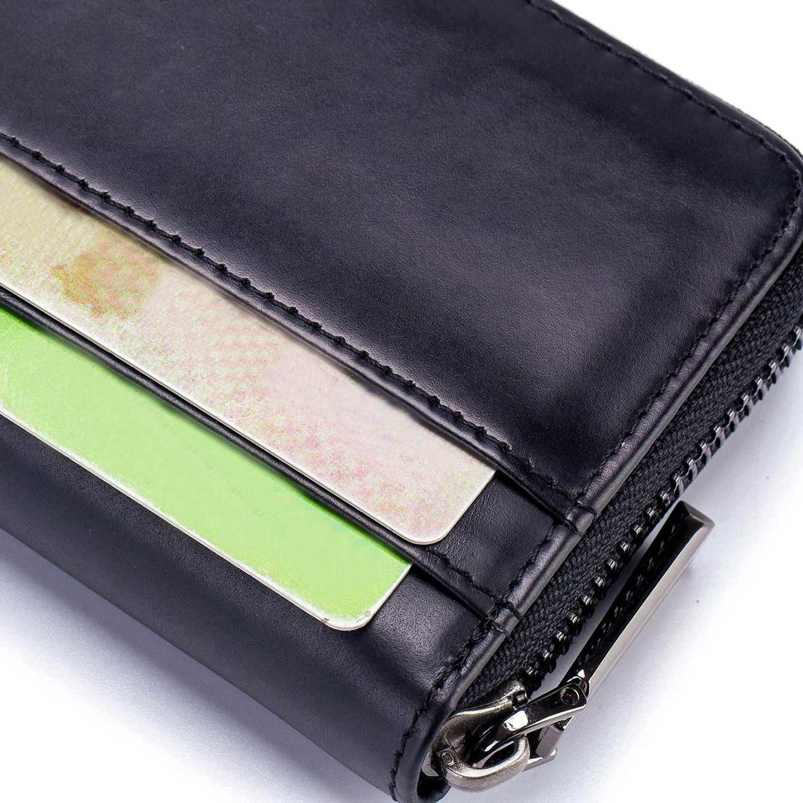 2X Leather Men Wallet Card Pack Zipper Card Case Holder Credit Card Bag6038