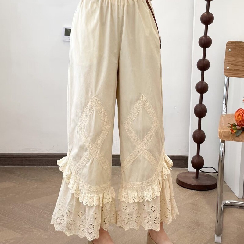 Ladies Victorian Bloomers Pants Renaissance Pettipants Ruffle Trousers Mori Girl