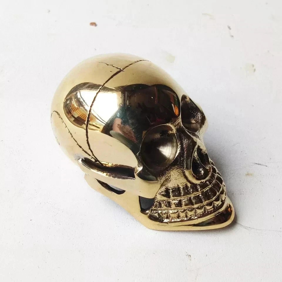 Cane Heavy Brass Victorian Skull head Handle for Shaft Walking Stick Cane
