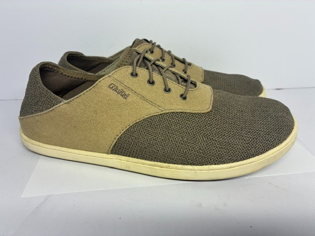 Olukai Nohea Moku Brown Tan Slip-On Shoes Round Toe Men’s U.S. Size 9