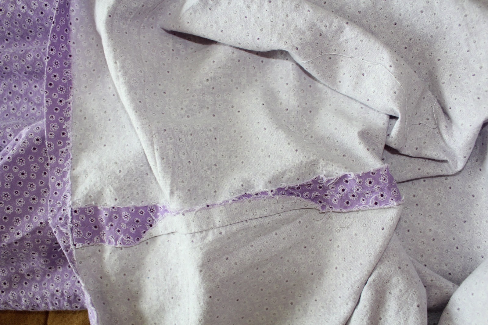 Handmade Vtg 70s Muumuu Dress Purple Cotton Floral Peter Pan Collar Lavendar XS