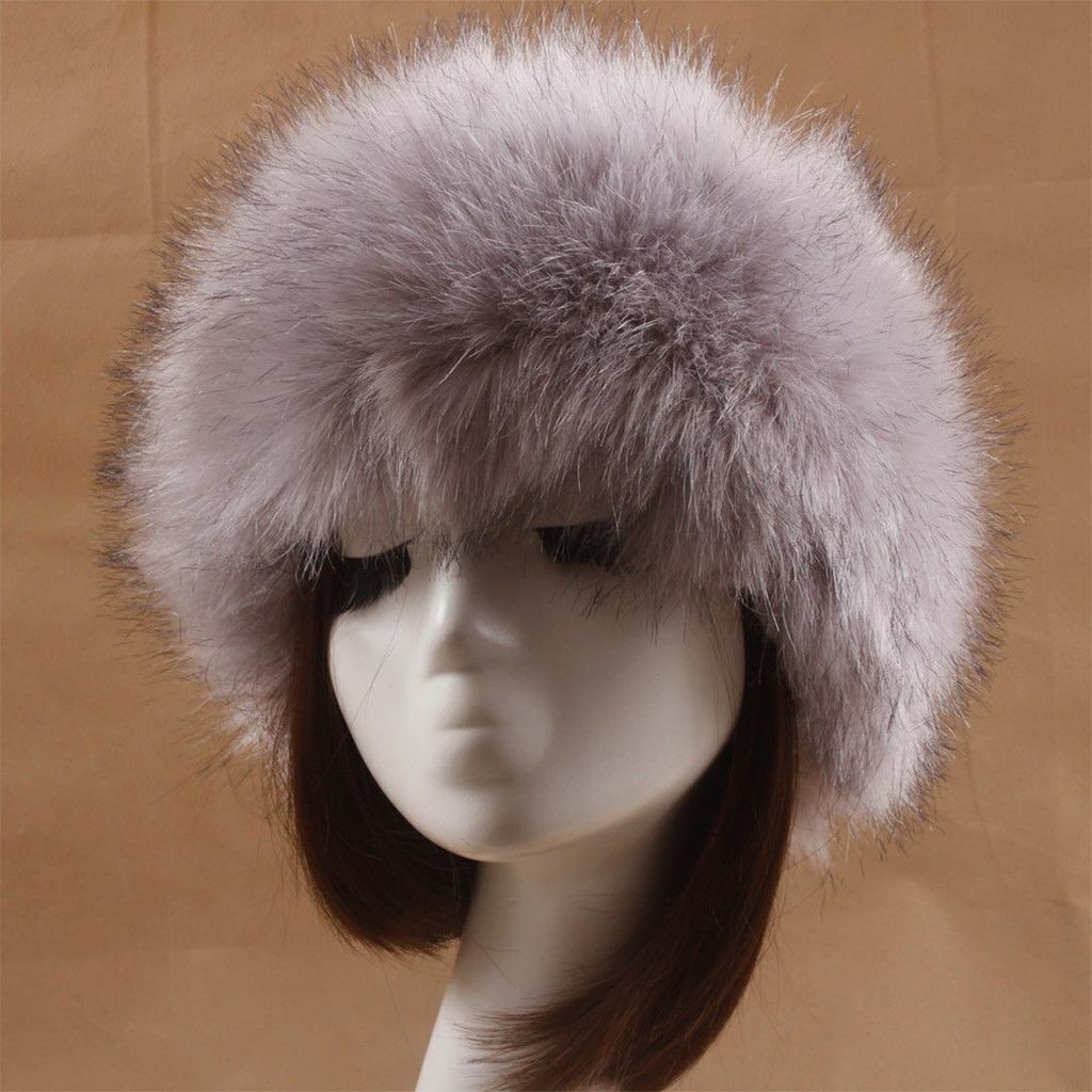 Women Winter Russian Fluffy Faux Fur Headband Hat Thick Ear Warm Snow Ski Cap