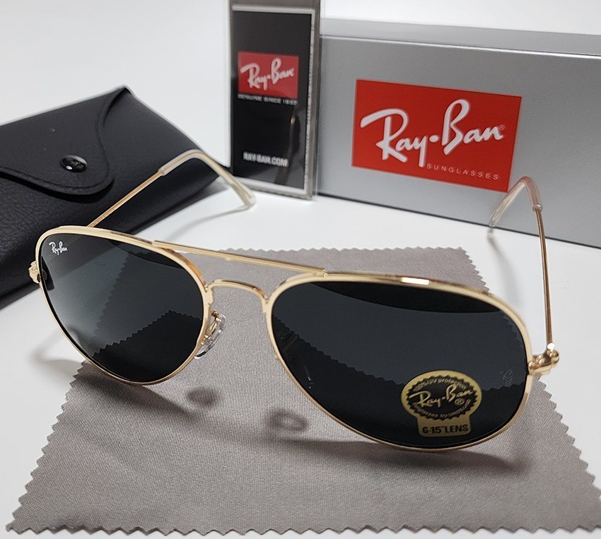 Ray-Ban RB3025 Aviator Sunglasses Gold Frame Gray Glass Lens 58mm UV400