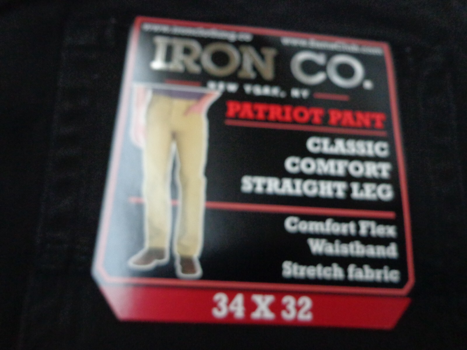 Iron Co. Men’s Classic Stretch Comfort Patriot Pants Black 34 x 32