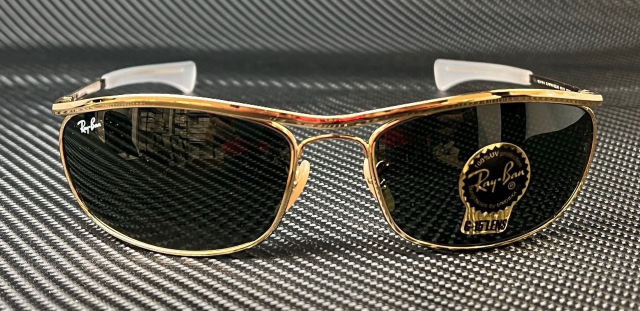 RAY BAN Olympian RB3119M 001 31 Gold Green Men’s 62 mm Sunglasses