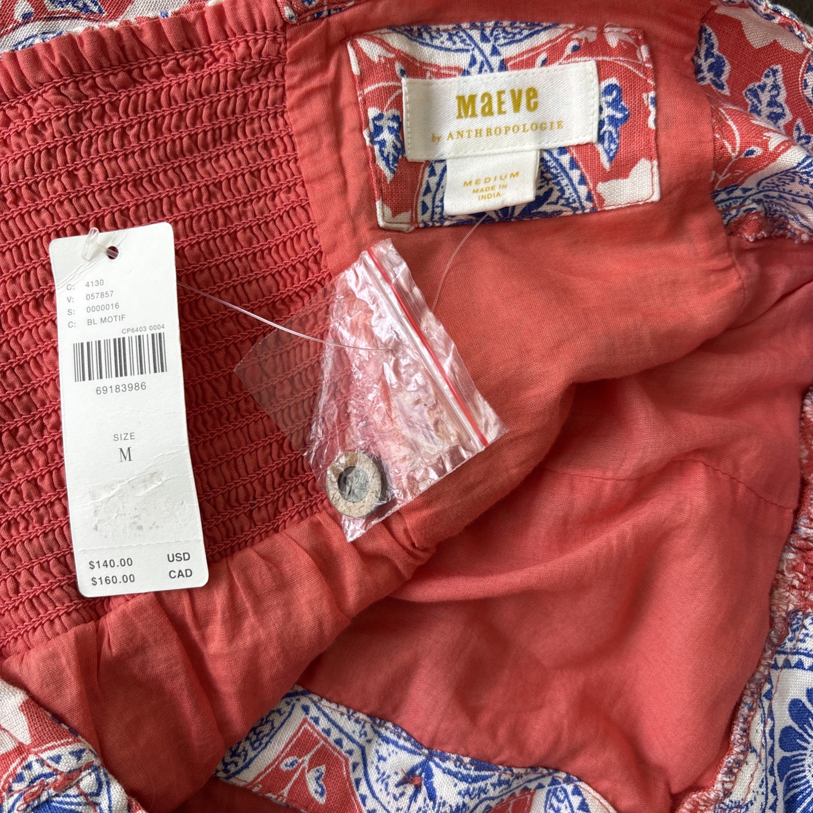 Maeve Anthropologie Halter Dress Size M Button Front Linen Blend Tie Neck Preppy