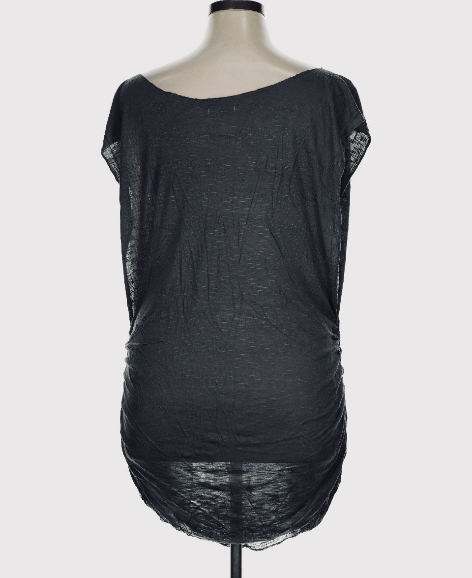 LEKUIN Gray Shredded Tunic Top Oversized Avant Garde Artwear Cotton L