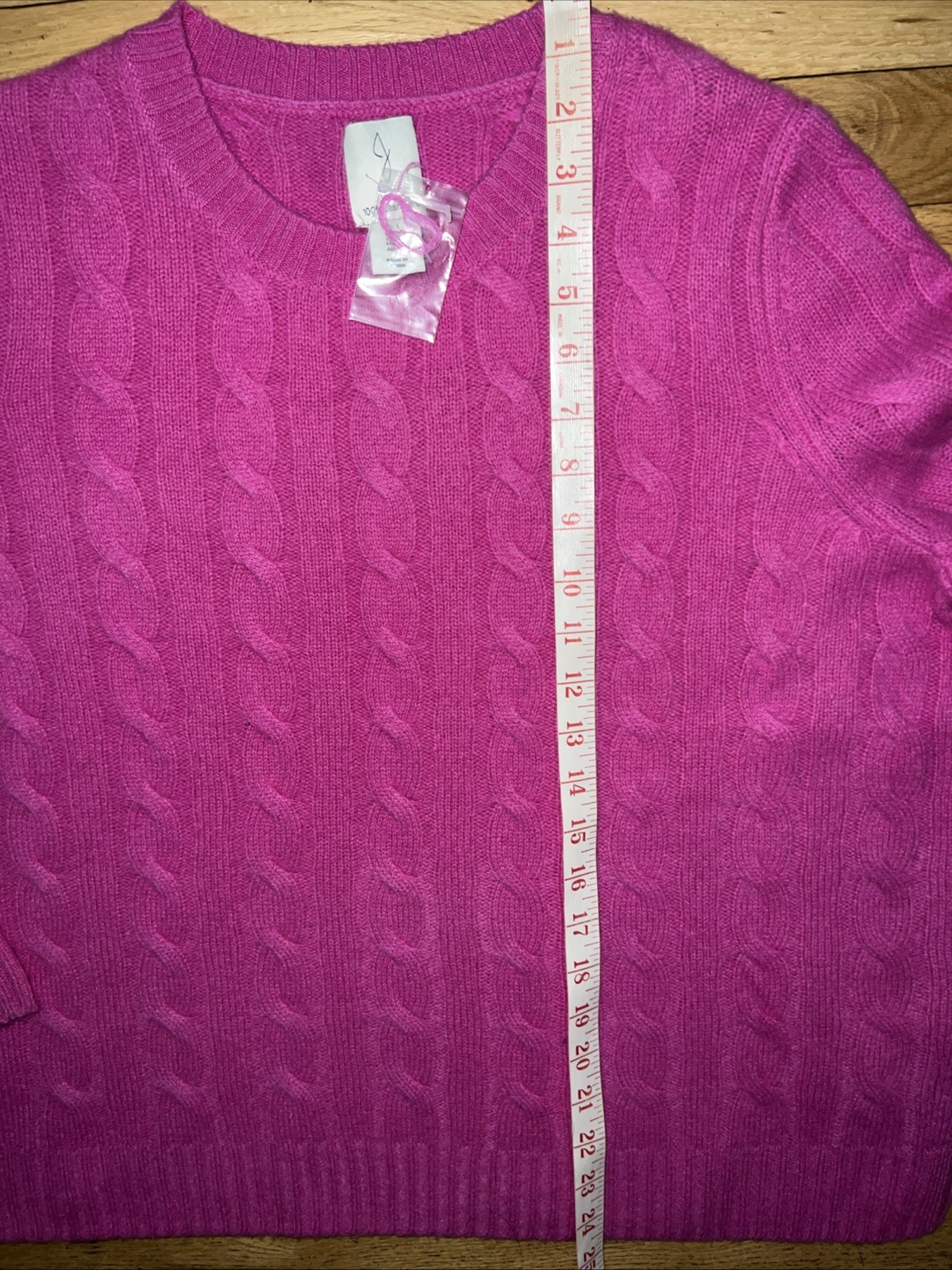 NWD Joie 100% Cashmere Cable Knit Crewneck Sweater Pink Womens Size Large Luxury