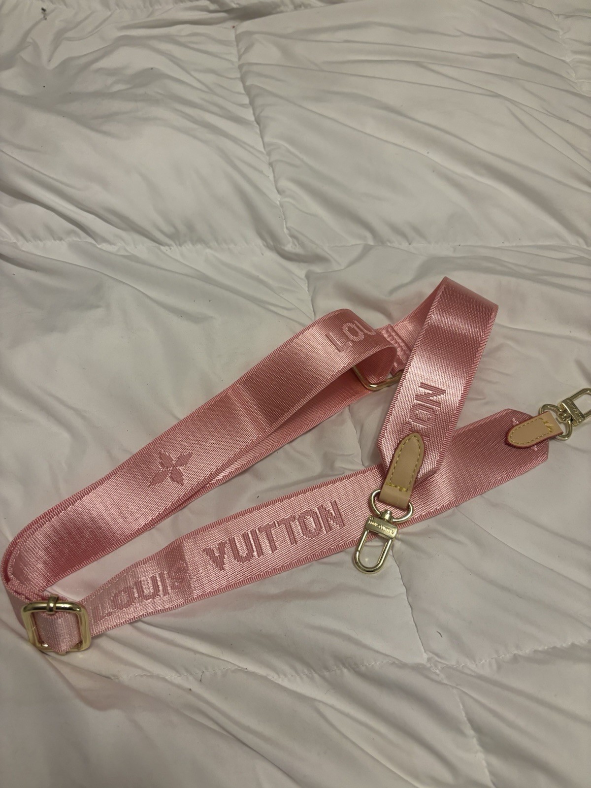 Louis Vuitton LV Purse Strap Pink Monogram Gold Hardware LV Logo
