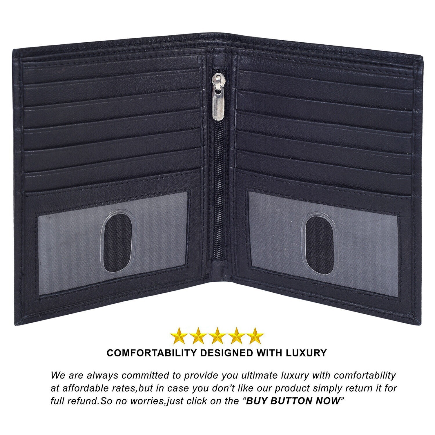Leatherboss Genuine Leather Men RFID Slim Hipster Credit Card Bifold Wallet