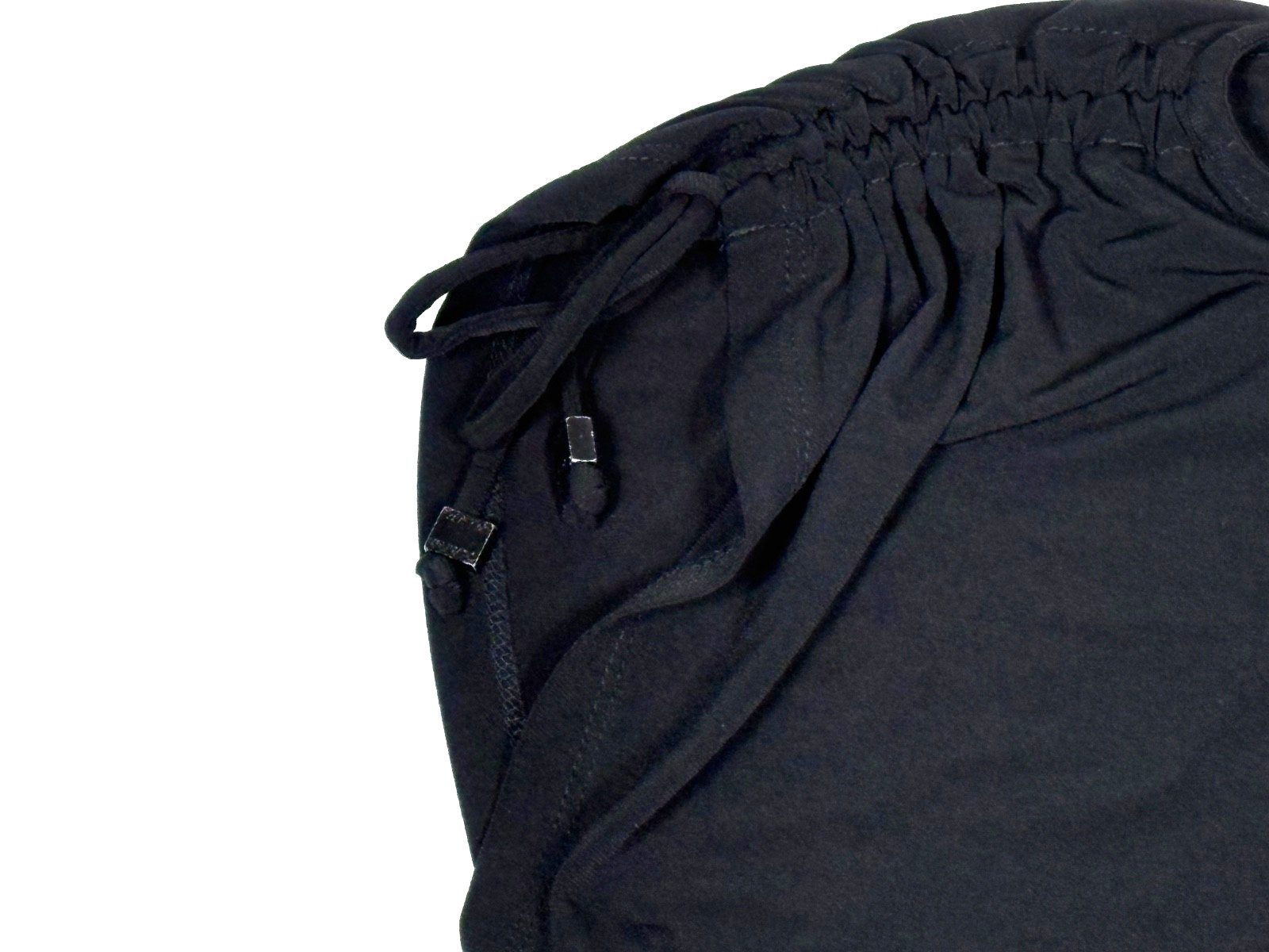 Calvin Klein Blouse Womens Medium Black Drawstring Shoulder Cap Sleeve