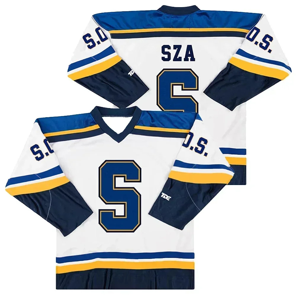 SZA SOS Blind Graphic Hockey Jersey Number 7 Long Sleeve Streetwear Unisex S-4XL
