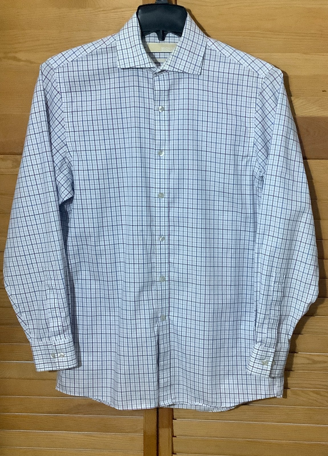 Michael Kors Plaid Button Long Sleeve Dress Shirt Medium 32/33 Non Iron