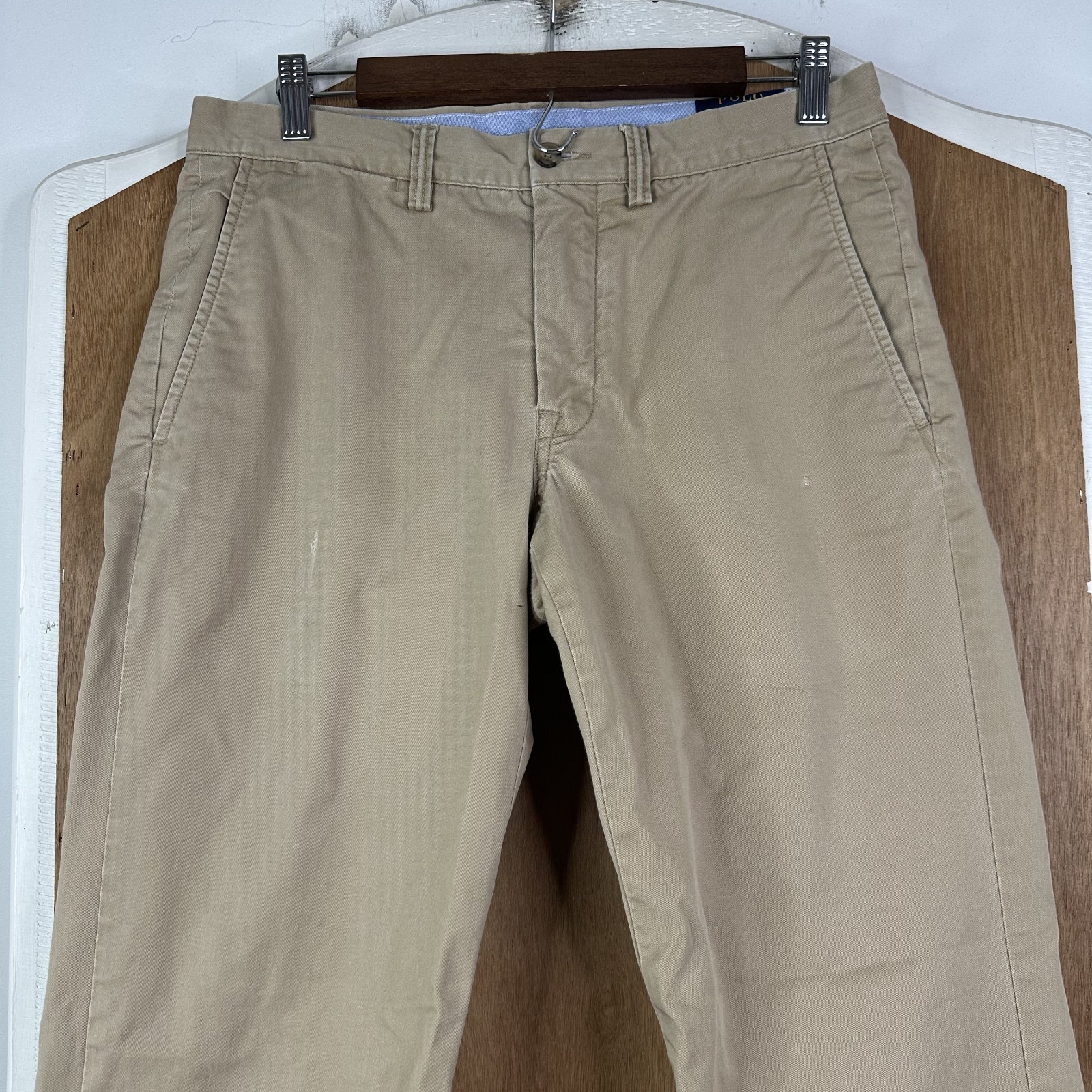 Polo Ralph Lauren Pants Mens 30×30 Khaki Brown Cotton Chino Flat Front Straight