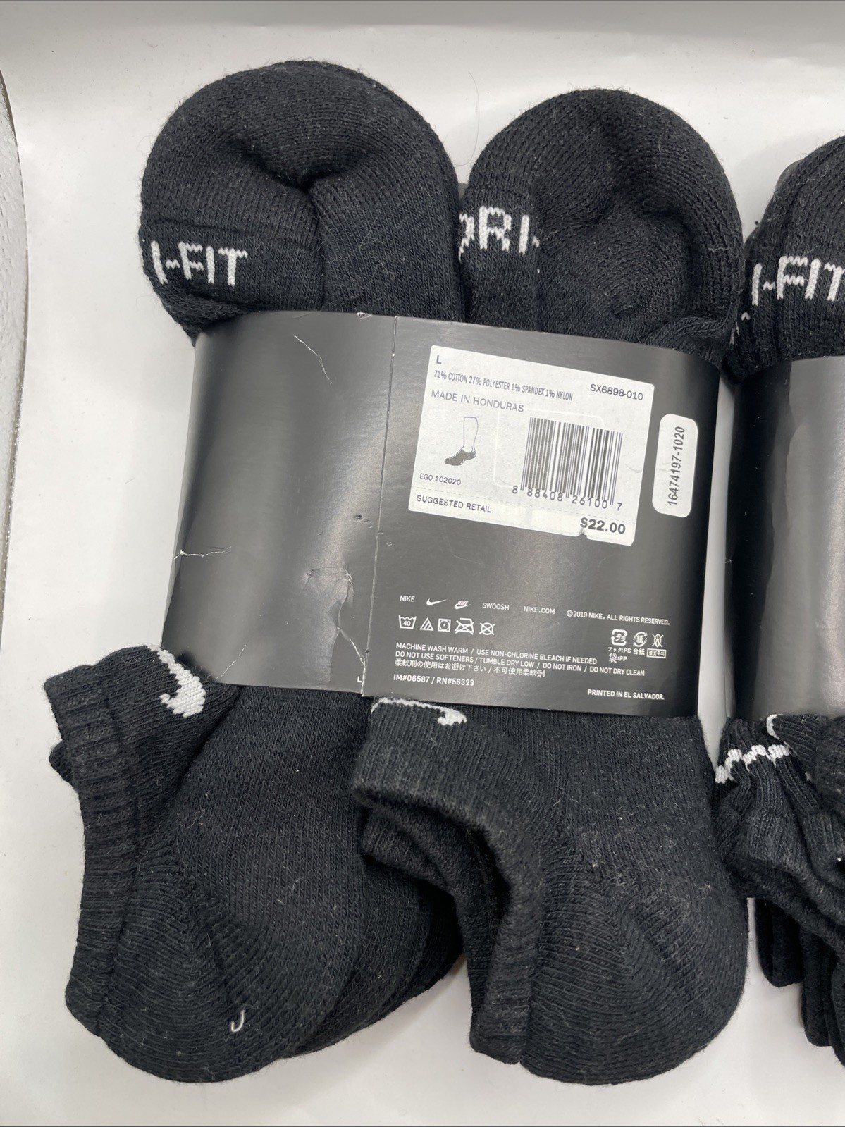 Nike 12pairs Unisex Everyday Plus Cushioned No Show Black Socks Mens Size L 8-12