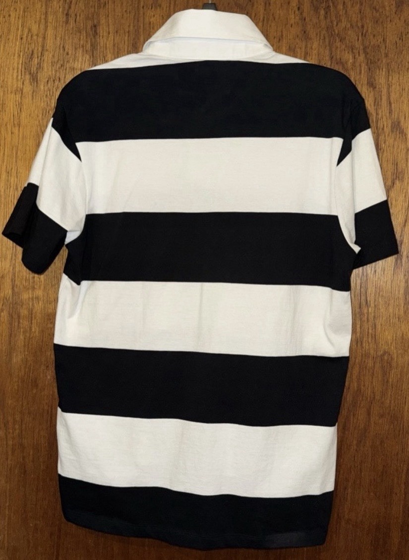 OBEY Men’s Black/White Striped Cotton Polo Shirt Short Sleeve Pocket Size S