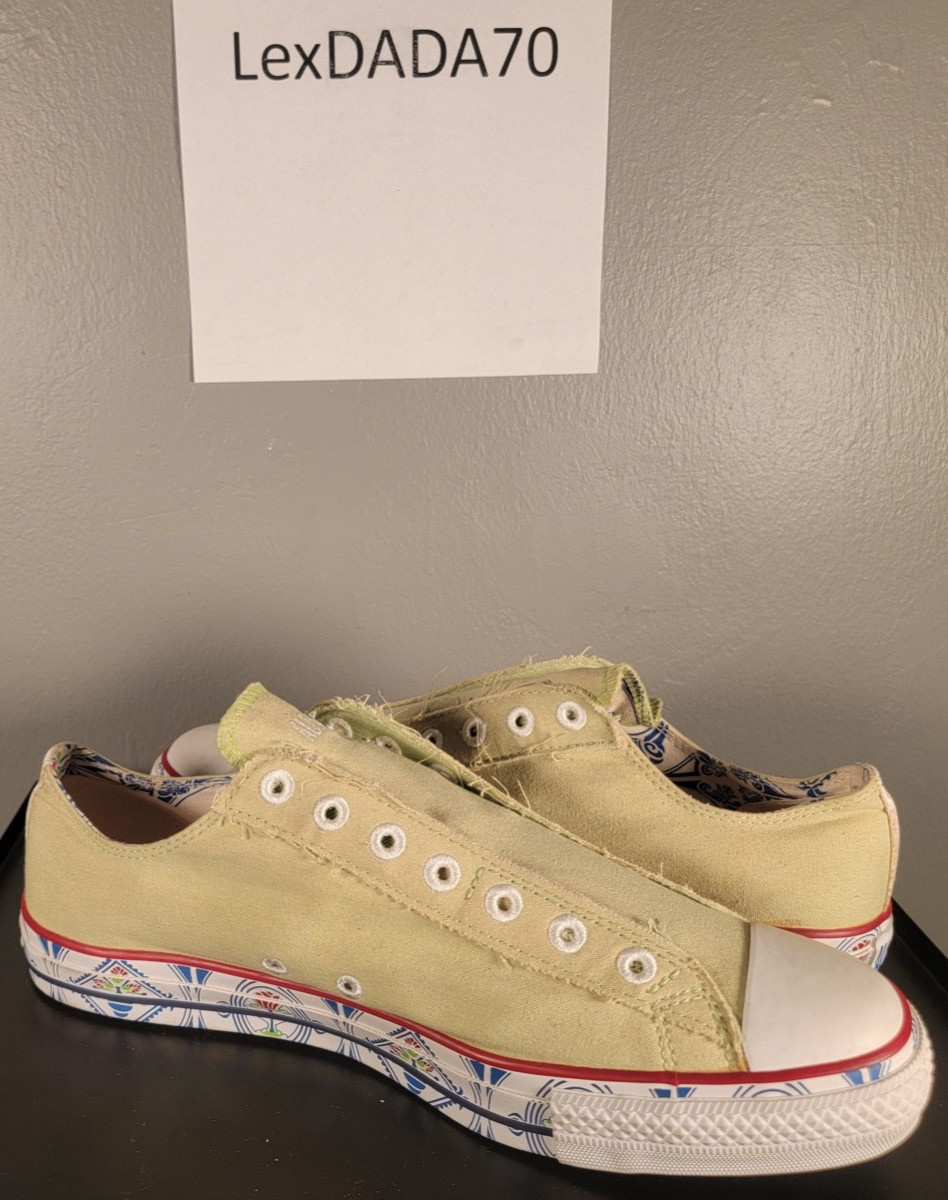 VTG 2006 Converse Chuck Taylor Slip On Apple Green Folk Art Foxing Men 12 NWOB