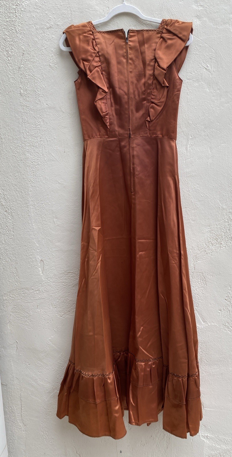 Vintage 40s 50s handmade S Heavy Satin long maxi dress Big Bow