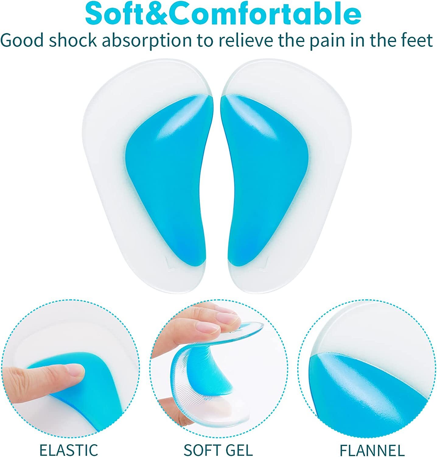 Gel Arch Support Insoles Silicone Orthotic Heel Insert Cushion Plantar US Seller