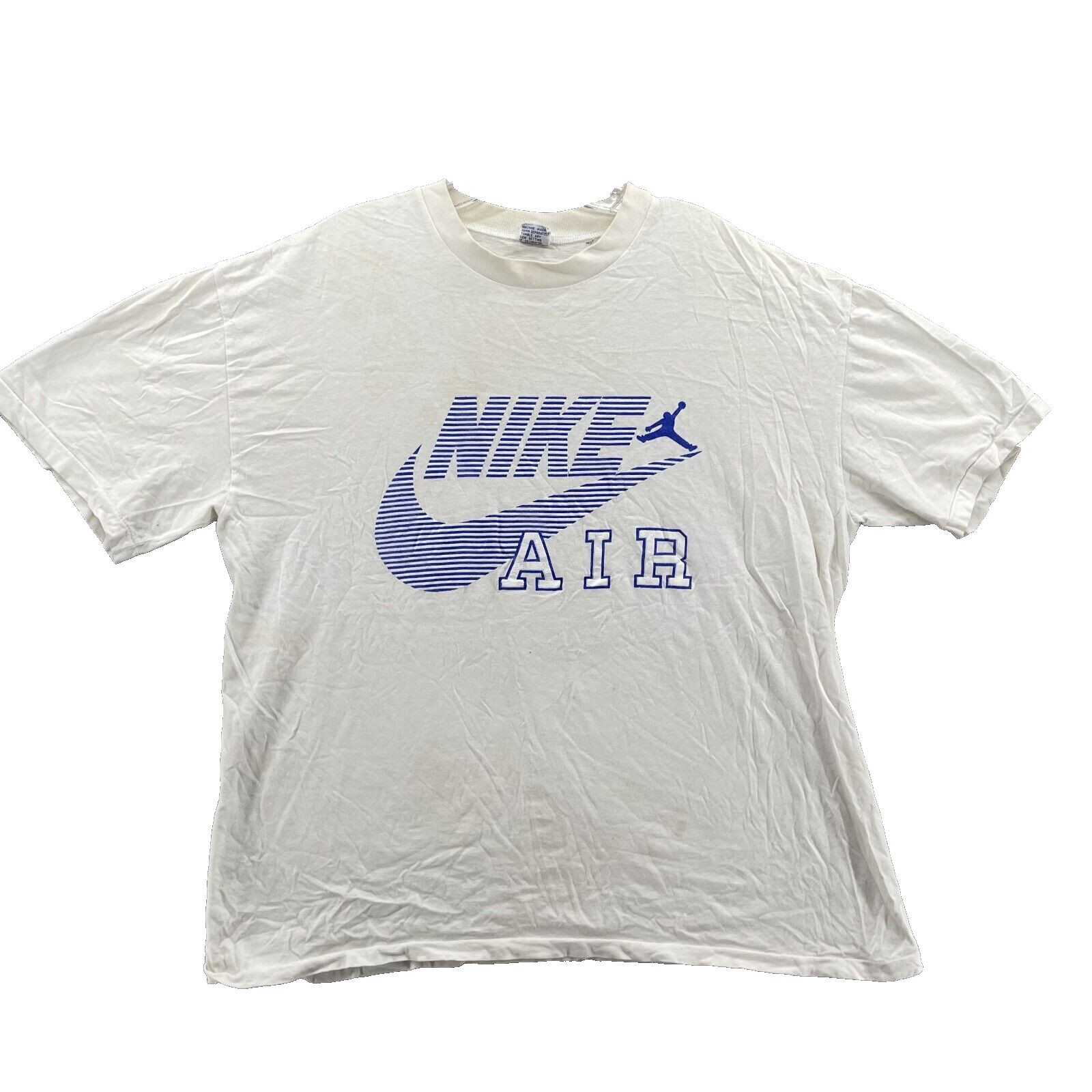 Vintage BYC Nike Air T-Shirt XL White Blue Retro Sportswear 90’s Gym Streetwear