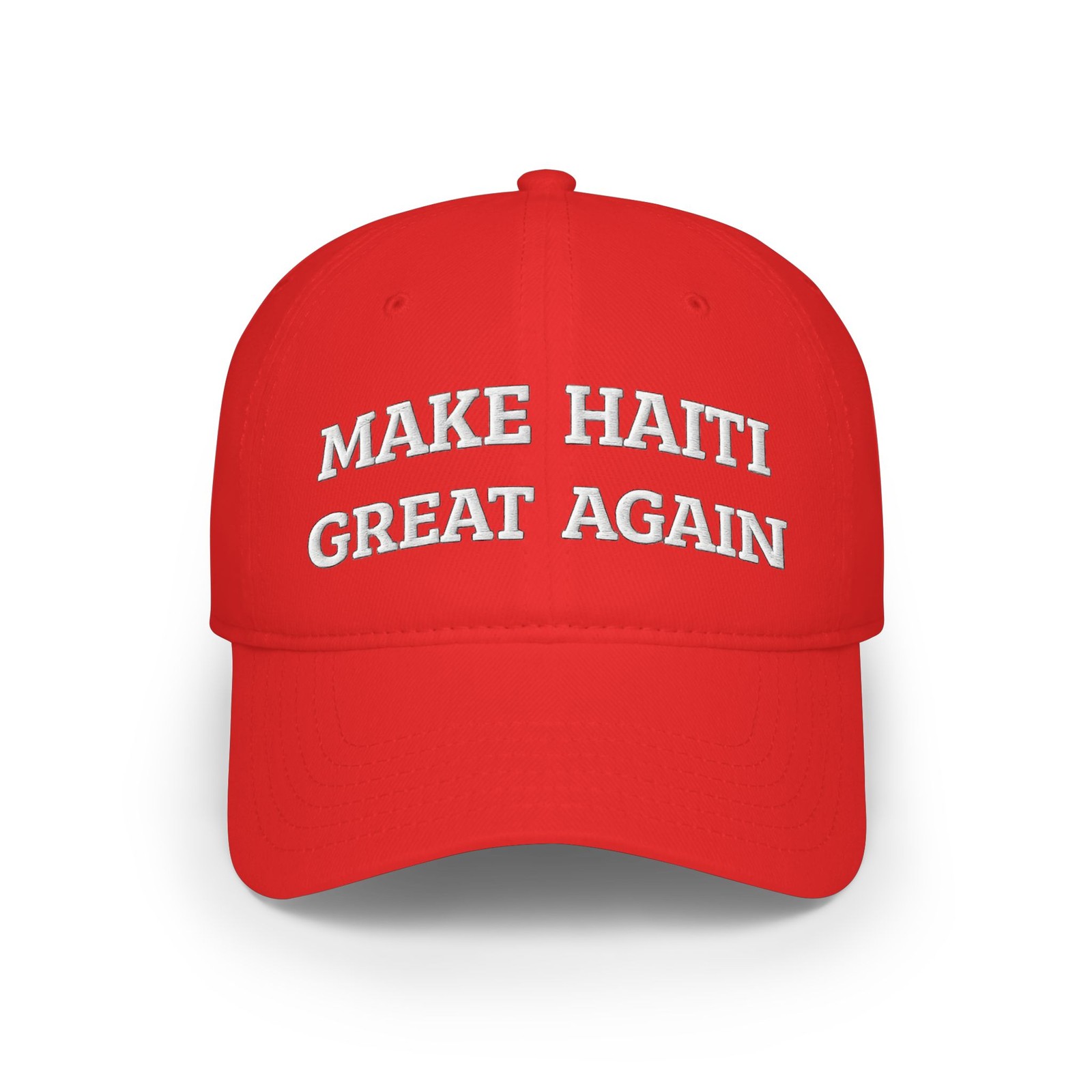 Make Haiti Great Again Baseball Cap | Red Embroidered Slogan dad hat adjustable