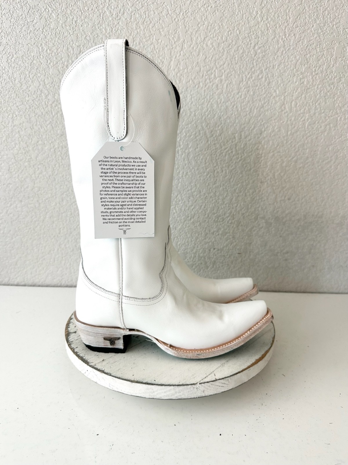 Lane EMMA JANE White Cowboy Boots Western Cowgirl Mid Calf Tall Snip Toe 6.5