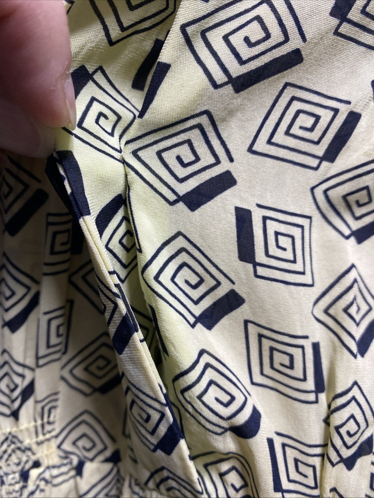 VTG 40’s GEORGIANA Geometric Print Size 14 Day Dress Zipper Snap Button *READ*