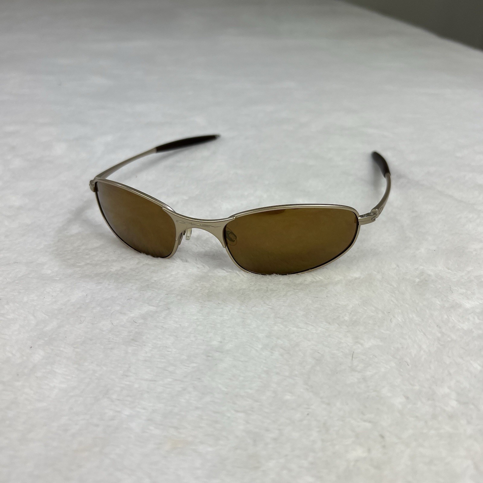 Vintage Oakley A Wire 2.0 Sunglass Gold Tan Frame Gold Brown Lenses