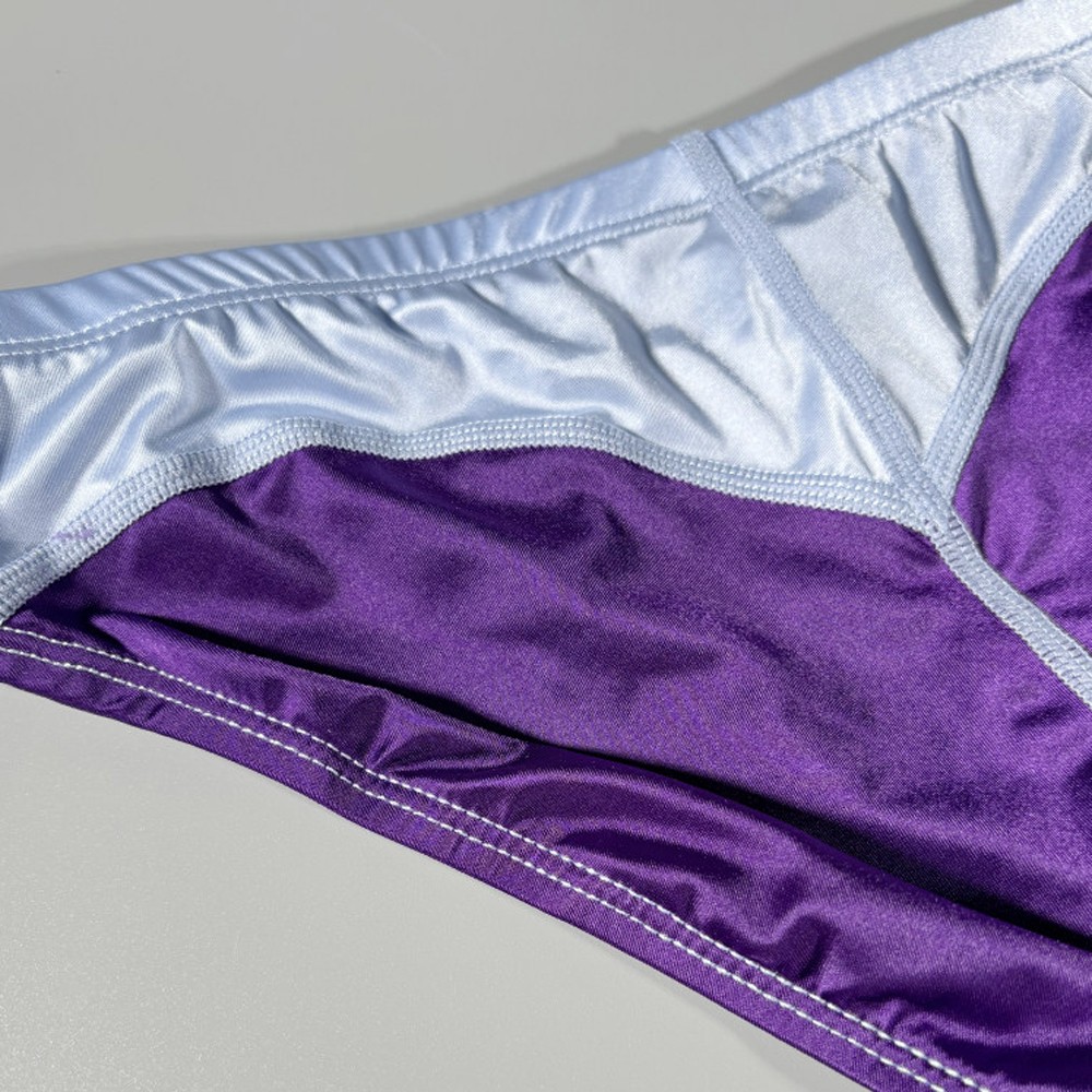 Men Sexy Satin Smooth Underwear Breathable Low-Waist Underpants Patchwork Briefs