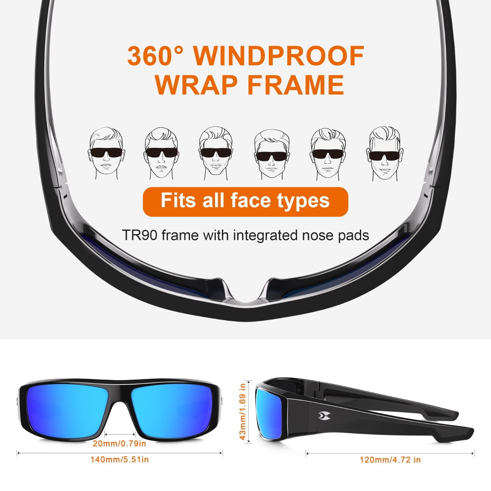 Polarized UV400 Fishing Sunglasses for Men & Women – Wrap Around Sports Glasses