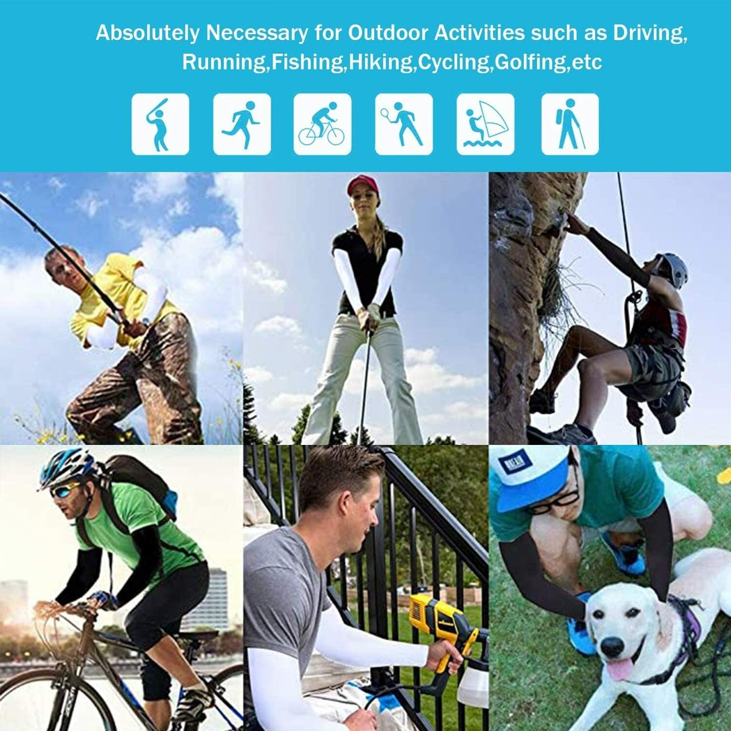 1/3Pack Cooling Arm Sleeves Cover UV Sun Protection Sports Outdoor for Men Women