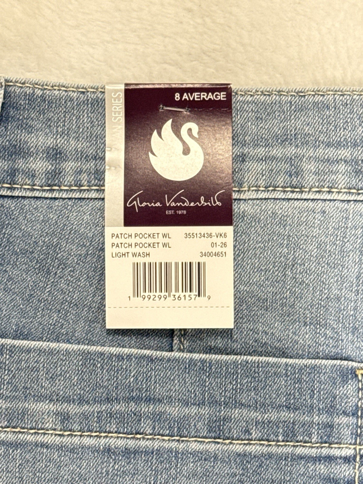 Women’s Gloria Vanderbilt Patch Pocket Wide Leg Jeans Light Wash Size 8 NWT