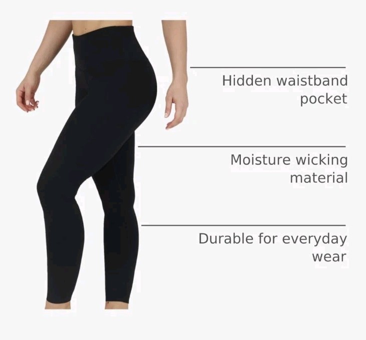 90 Degree By Reflex High Waist Power Flex Tummy Control Leggings – Black – NWT