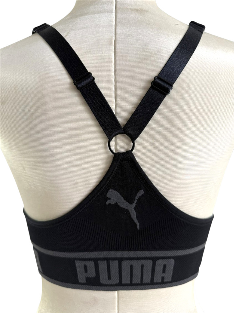 PUMA Sports Bra NEW Padded Seamless Black Women Large Removable Cup Drycell $28