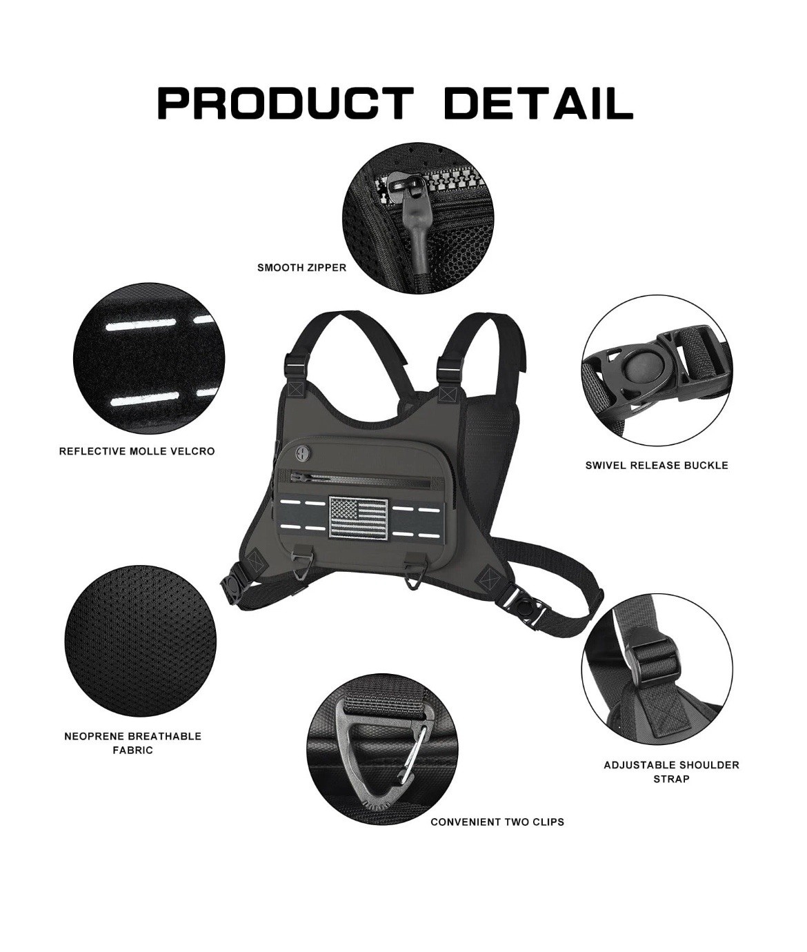 Sports Chest Bag for Men & Women, Running Vest with Phone Holder for Workouts