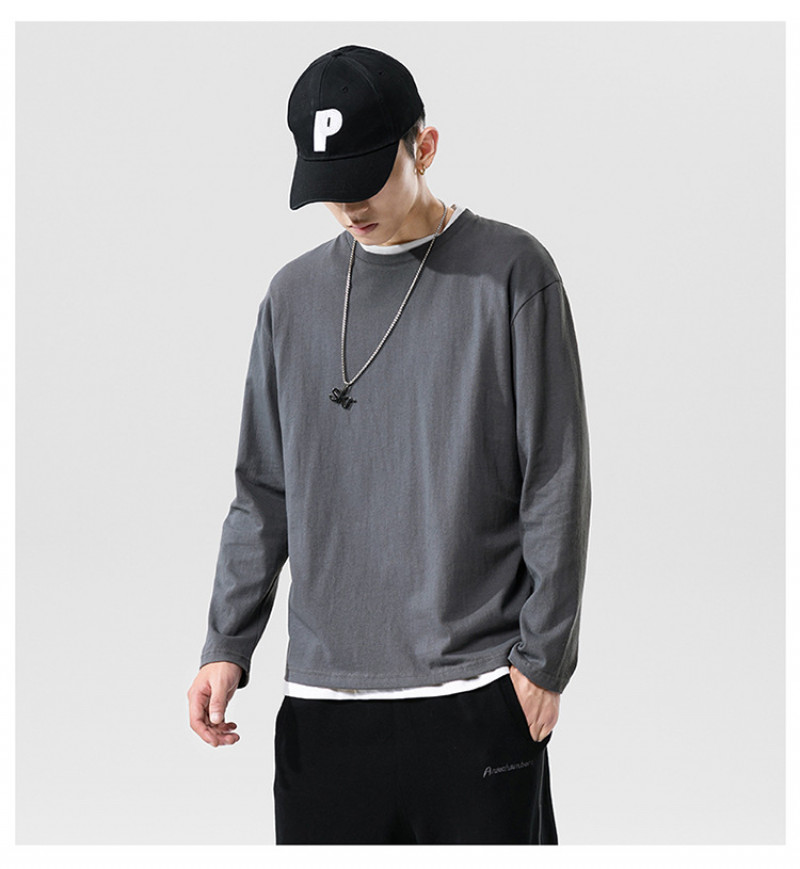 New Men’s Solid Color T-shirt Pure Cotton Top Inside A Student Leggings