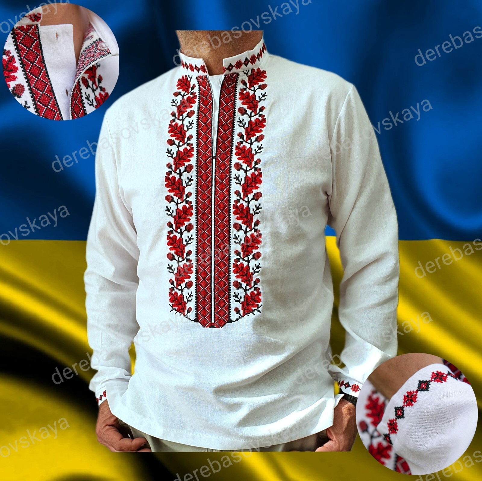 Ukrainian Embroidered Tradition shirt for men Sorochka Vyshyvanka BIG SIZE M-5Xl