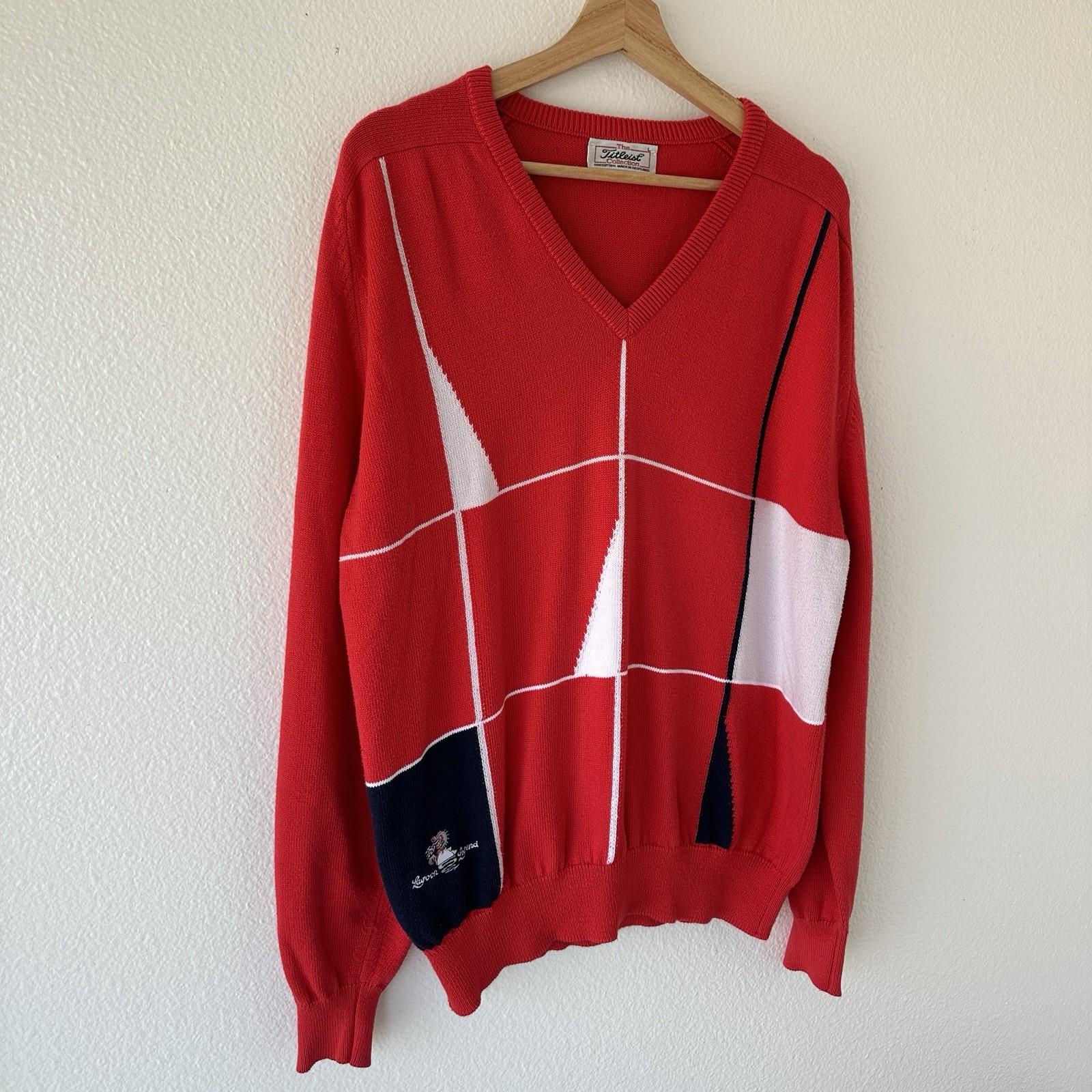 Vintage Titleist Golf Sweater Men’s L Made In Scotland 100% Cotton Red 80s 90s