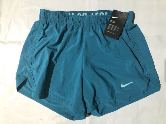 Nike Womens Dri Fit 2 in 1 Flex Training Shorts Teal Sz Medium AH8478 467