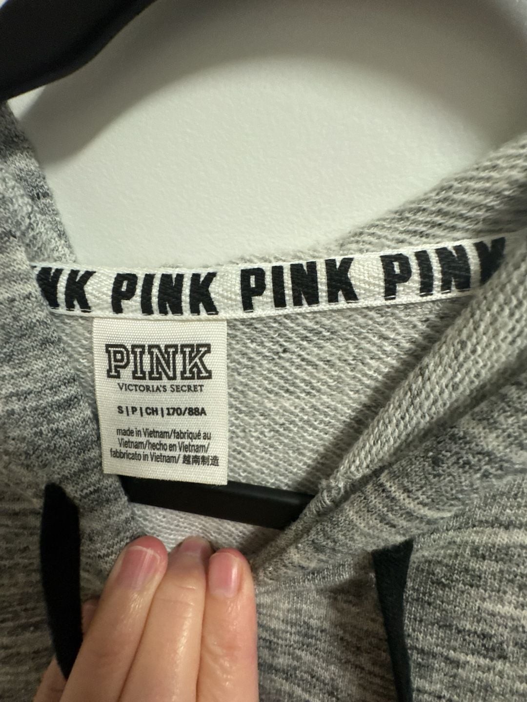 Victoria’s Secret PINK Marled Gray and Black Sequin Logo Pullover Hoodie